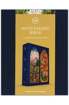 CSB Notetaking Bible, Stained Glass Edition, Sapphire Cloth-Over-Board, Black Letter, Wide Margins, Journaling Space, Single-Column