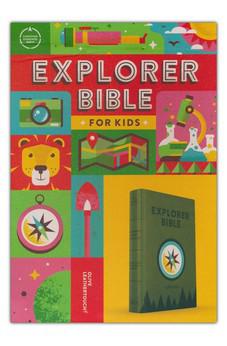 CSB Explorer Bible for Kids, Olive Compass LeatherTouch, Red Letter, Full-Color Design, Photos, Illustrations, Charts, Videos, Activities, Easy-to-Read Bible Serif Type