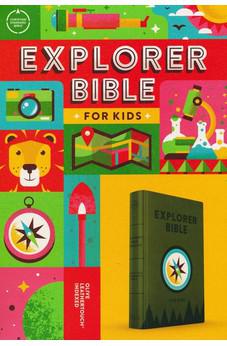 CSB Explorer Bible for Kids, Olive Compass LeatherTouch, Indexed, Red Letter