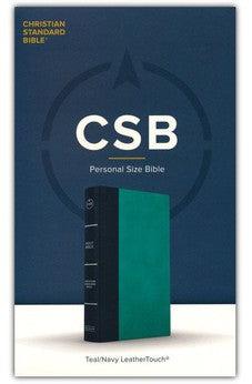 CSB Personal Size Bible, Navy/Teal LeatherTouch, Red Letter, Presentation Page, Full-Color Maps, Easy-to-Read Bible Serif Type