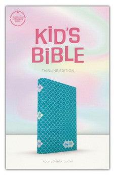 CSB Kids Bible, Thinline Edition, Aqua LeatherTouch, Red Letter, Presentation Page, Study Helps for Children, Full-Color Inserts and Maps, Easy-to-Read Bible Serif Type