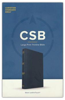 CSB Large Print Thinline Bible, Black LeatherTouch, Red Letter, Presentation Page, Full-Color Maps, Easy-to-Read Bible Serif Type