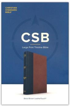 CSB Large Print Thinline Bible, Black/Brown LeatherTouch, Red Letter, Presentation Page, Full-Color Maps, Easy-to-Read Bible Serif Type