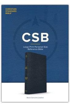 CSB Large Print Personal Size Reference Bible, Black Genuine Leather, Red Letter