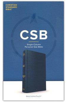CSB Single-Column Personal Size Bible, Navy LeatherTouch, Black Letter, Full-Color Maps, Easy-to-Read Bible Serif Type - Biblestore.com