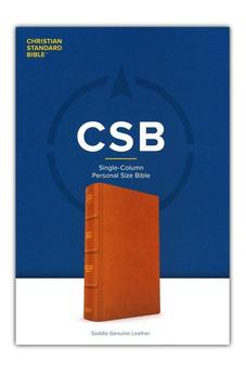 CSB Single-Column Personal Size Bible, Saddle Genuine Leather, Black Letter, Presentation Page, Full-Color Maps, Easy-to-Read Bible Serif Type