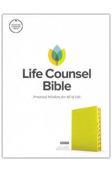 CSB Life Counsel Bible, Apple Green LeatherTouch, Indexed, Black Letter, Articles, Word Studies, Quotes, Cross-References, Easy-to-Read Bible Serif Type