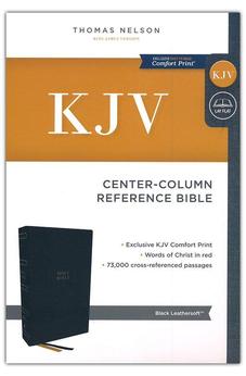 KJV Center-Column Reference Bible, Leathersoft, Black, 73,000+ Cross References, Red Letter