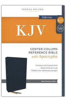 KJV Center-Column Reference Bible with Apocrypha, Genuine Leather, Black, Red Letter