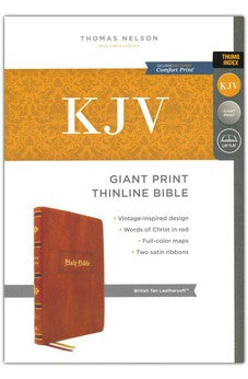 KJV Bible Giant Print Thinline Bible, Vintage Series, Leathersoft, Tan, Red Letter, Thumb Indexed