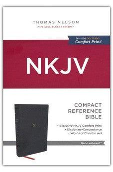 NKJV Compact Paragraph-Style Bible w/ 43,000 Cross References, Black Leathersoft, Red Letter