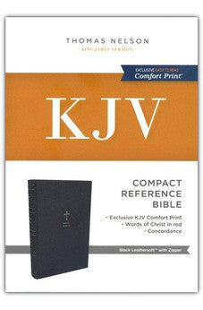 KJV Compact Bible w/ 43,000 Cross References, Black Leathersoft with zipper, Red Letter, Comfort Print