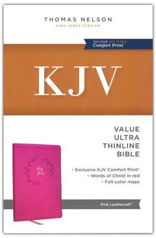 KJV Holy Bible Value Ultra Thinline, Pink Leathersoft, Red Letter