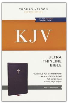 KJV Holy Bible Ultra Thinline, Black Leathersoft, Red Letter