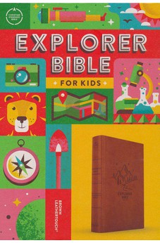 CSB Explorer Bible for Kids, Brown Mountains LeatherTouch, Red Letter, Full-Color Design, Photos, Illustrations, Charts, Videos, Activities, Easy-to-Read Bible Serif Type
