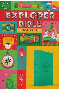 CSB Explorer Bible for Kids, Light Teal Mountains LeatherTouch, Indexed, Red Letter, Full-Color Design