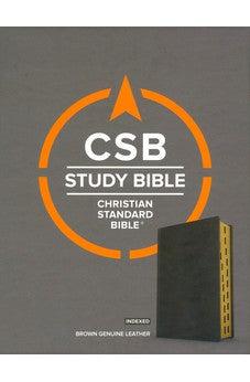 CSB Study Bible, Brown Genuine Leather, Indexed 9781433648083 - Biblestore.com