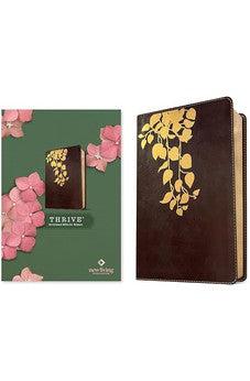 NLT THRIVE Devotional Bible for Women (LeatherLike, Cascade Deep Brown)