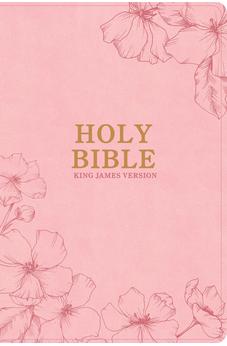 KJV Holy Bible, Giant Print with Cross-References, Soft Pink LeatherTouch with Floral Cover Design, Thumb Index, Ribbon Marker, Red Letter