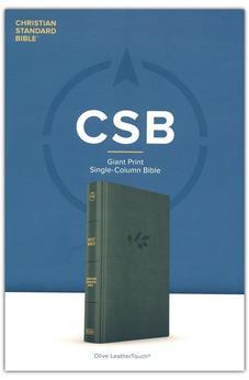 CSB Giant Print Single-Column Bible, Olive LeatherTouch, Black Letter, Presentation Page, Sewn Binding, Full-Color Maps, Easy-to-Read Bible Serif Type