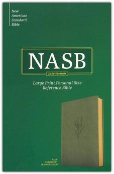 NASB Large Print Personal Size Reference Bible, Sage SuedeSoft LeatherTouch, Red Letter, Presentation Page, Sewn Binding, Cross-References, Full-Color Maps, Easy-to-Read Bible Karmina Type