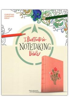 CSB Illustrator’s Notetaking Bible, Large Print Edition, Peach Bouquet LeatherTouch, Black Letter, Wide Margins, Journaling Space, Single-Column Text