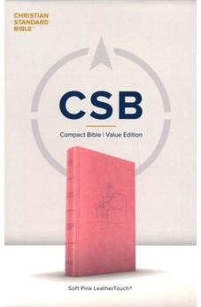 CSB Compact Bible, Value Edition, Soft Pink LeatherTouch, Red Letter, Easy-to-Read Bible Serif Type