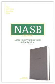 NASB Large Print Thinline Bible, Value Edition, Charcoal LeatherTouch, Black Letter, Presentation Page, Sewn Binding, Full-Color Maps, Easy-to-Read Bible Karmina Type