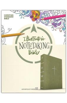 CSB Illustrator’s Notetaking Bible, Large Print, Sage SuedeSoft LeatherTouch Over Board, Black Letter, Wide Margins, Journaling Space, 600+ Line-Art Illustrations, Single-Column Text, Reading Plan