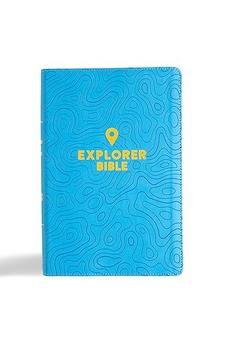 CSB Explorer Bible for Kids, Sky Blue LeatherTouch, Indexed, Red Letter, Full-Color Design, Photos, Illustrations, Charts, Videos, Activities, Easy-to-Read Bible Serif Type