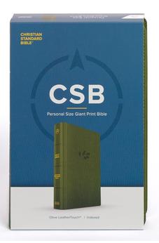 CSB Personal Size Giant Print Bible, Olive LeatherTouch, Indexed, Red Letter, Presentation Page, Footnotes, Full-Color Maps, Easy-to-Read Bible Serif Type