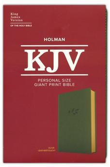 KJV Personal Size Giant Print Bible, Olive LeatherTouch, Red Letter, Presentation Page, Footnotes, Full-Color Maps, Easy-to-Read Bible MCM Type