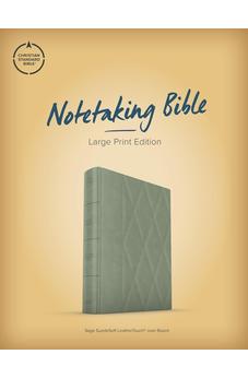 CSB Notetaking Bible, Large Print Edition, Sage Suedesoft LeatherTouch Over Board, Black Letter, Wide Margins, Journaling Space, Single-Column, Reading Plan, Easy-to-Read Bible Serif Type
