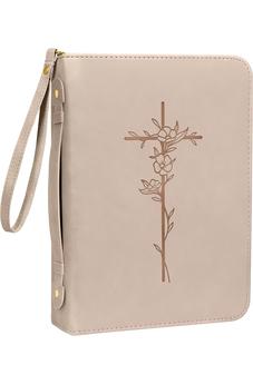 Bible Cover Case for Women Men, PU Leather Large Bible Case with Minimalist Debossed Design (Beige) - Biblestore.com