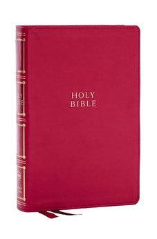 NKJV Compact Center-Column Reference Bible, Dark Rose Leathersoft, Red Letter