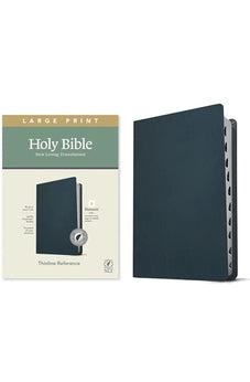 NLT Large Print Thinline Reference Holy Bible (Red Letter, Genuine Leather, Navy Blue, Indexed)