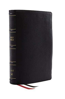 NKJV Thinline Reference Bible, Genuine Leather, Black, Red Letter, Thumb Indexed, Comfort Print