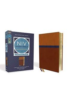 NIV Personal-Size Study Bible Fully Revised Edition Comfort Print soft leather-look brown/blue (red letter) - Biblestore.com