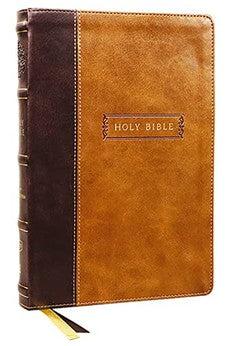 KJV Holy Bible with Apocrypha and 73,000 Center-Column Cross References, Brown Leathersoft, Red Letter, Thumb Indexed