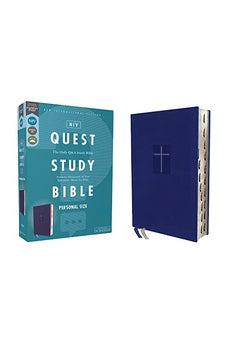 NIV Quest Study Bible, Personal Size, Leathersoft, Blue, Thumb Indexed, Comfort Print
