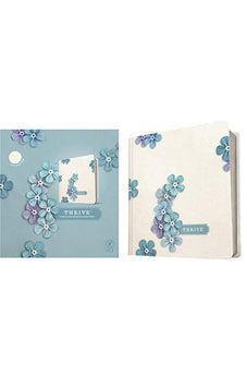 NLT THRIVE Creative Journaling Devotional Bible (Hardcover Blue Flowers)