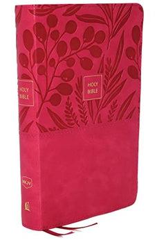 NKJV End-of-Verse Reference Bible, Personal Size Large Print, Leathersoft, Pink, Thumb Indexed, Red Letter, Comfort Print