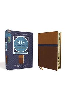 NIV Study Bible, Fully Revised Edition, Personal Size, Leathersoft, Brown/Blue, Red Letter, Thumb Indexed, Comfort Print