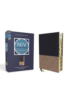 NIV Study Bible, Fully Revised Edition, Soft Leather-Look Navy/Tan (Indexed, Red Letter)