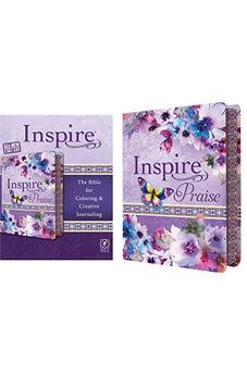 NLT Inspire PRAISE Bible (LeatherLike, Purple Garden): Coloring Bible  and Creative Journaling Bible Space