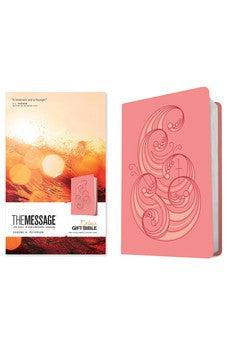 The Message Deluxe Gift Bible (Leather-Look, Pink and Gold Waves)