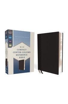 NIV Compact Center-Column Reference Bible, Leathersoft, Black, Red Letter