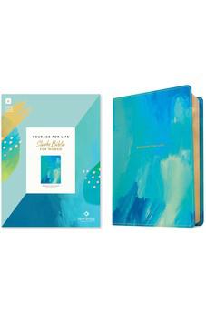 NLT Courage For Life Study Bible for Women (LeatherLike, Brushed Aqua Blue, Filament Enabled)