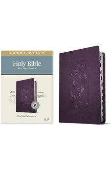 KJV Large Print Thinline Reference Holy Bible (Red Letter, LeatherLike, Floral Frame Purple, Indexed): Includes Free Access to the Filament Bible App