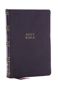 NKJV Compact Center-Column Reference Bible, Gray Leathersoft, Red Letter (Thumb Indexed)